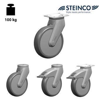 TR-38ST-S-TPE-Ruote in gomma termoplastica grigia antitraccia